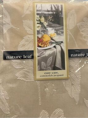 Home Wear Tablecloth Camel Color Neutral 52 X 70 Oblong Nature Leaf Pattern NEW